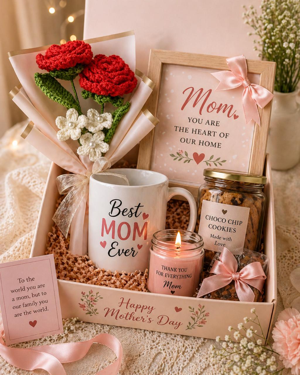 Handcrafted Crocheted Red Carnation Bouquet